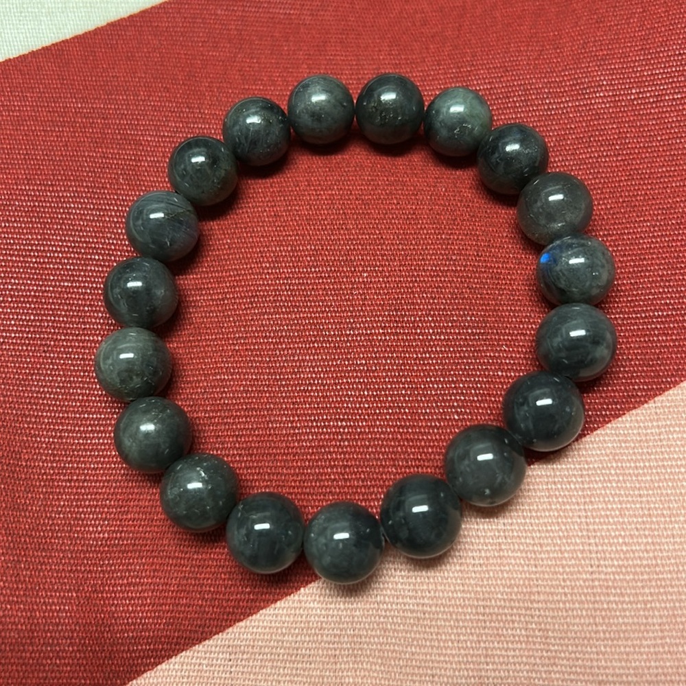 Larvikite Natural Stone 10mm Beads Stretchable Bracelet 7" - Best Gift